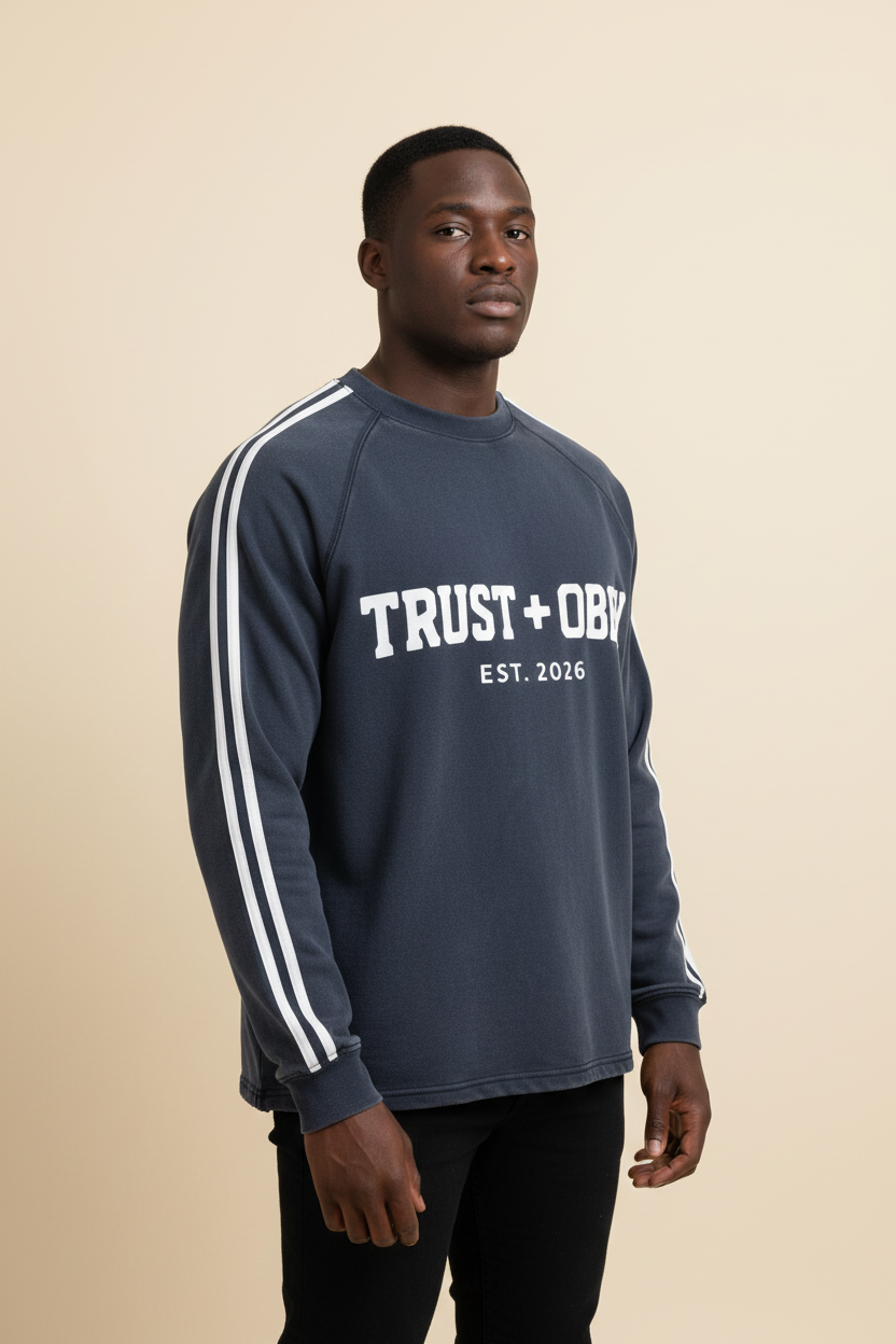 Varsity Snow Contrast Tape Sweatshirt (Oversized / Unisex)