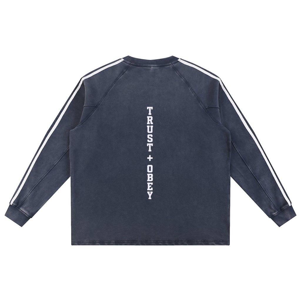 Varsity Snow Contrast Tape Sweatshirt (Oversized / Unisex)