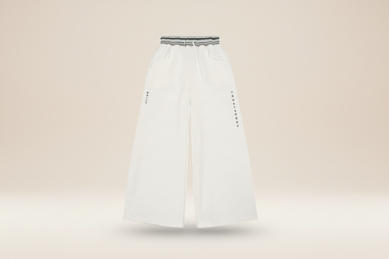 Daily Striped Waist Pants (Wide-Leg / Unisex)