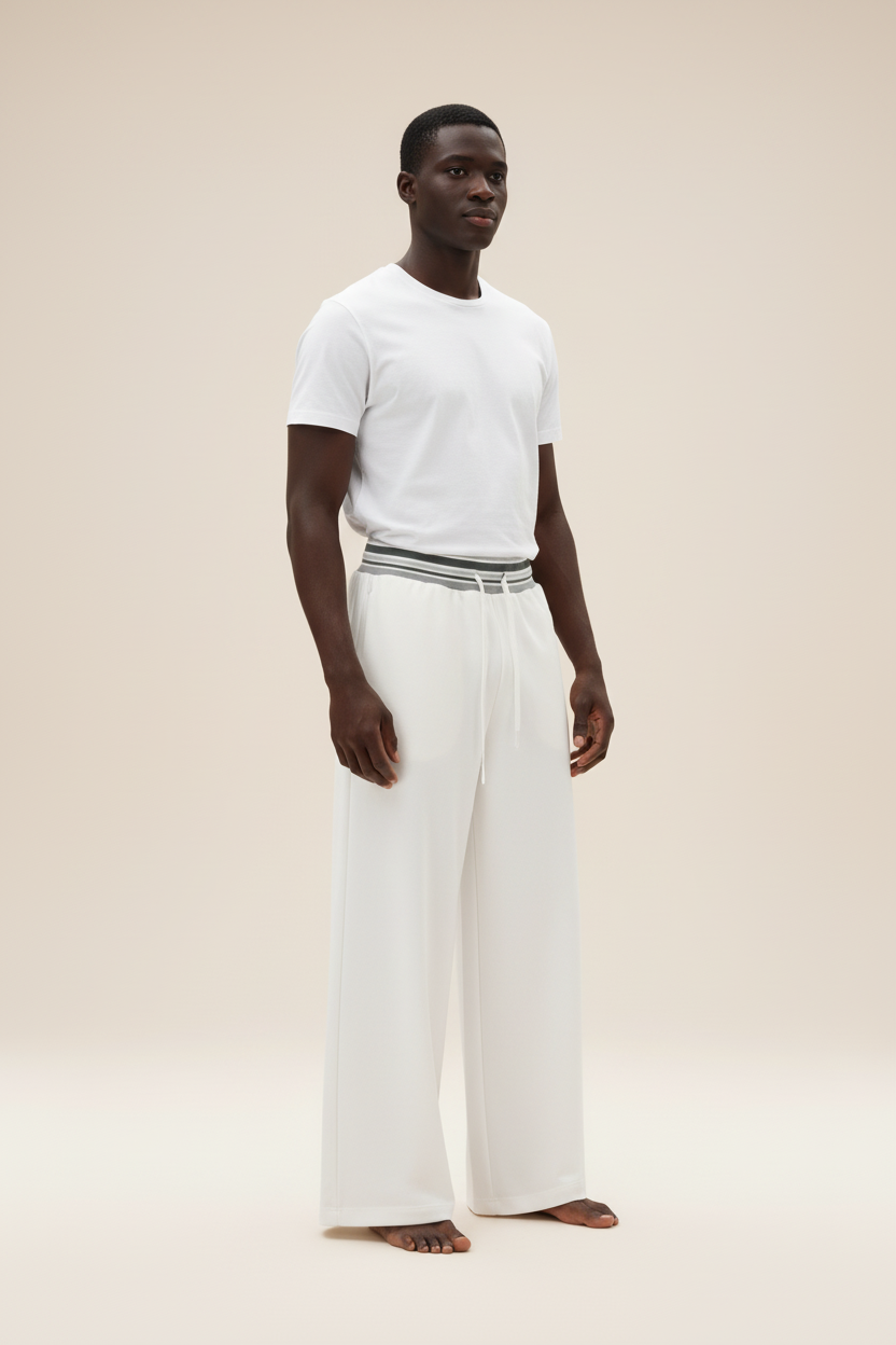 Daily Striped Waist Pants (Wide-Leg / Unisex)