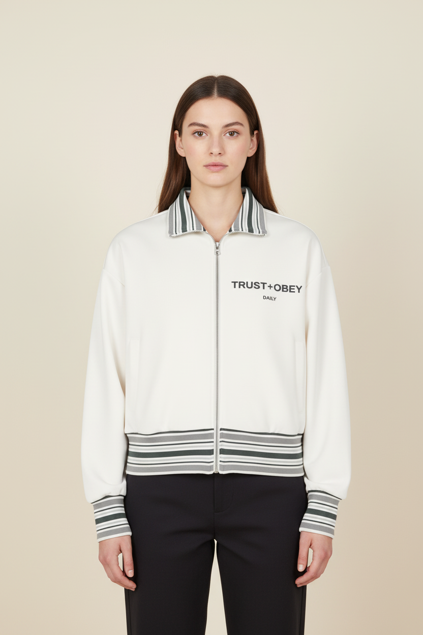Daily Striped Rib Collar Zip Jacket (Unisex)