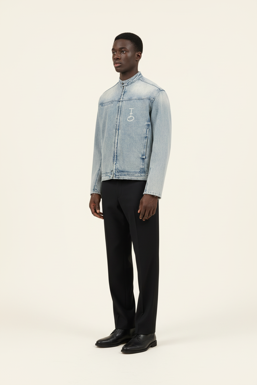 Be Still Vintage Wash Zip Denim Jacket (Oversized / Unisex)