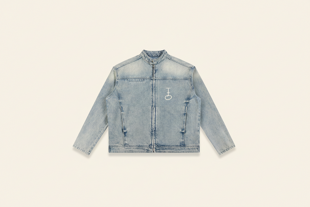Be Still Vintage Wash Zip Denim Jacket (Oversized / Unisex)