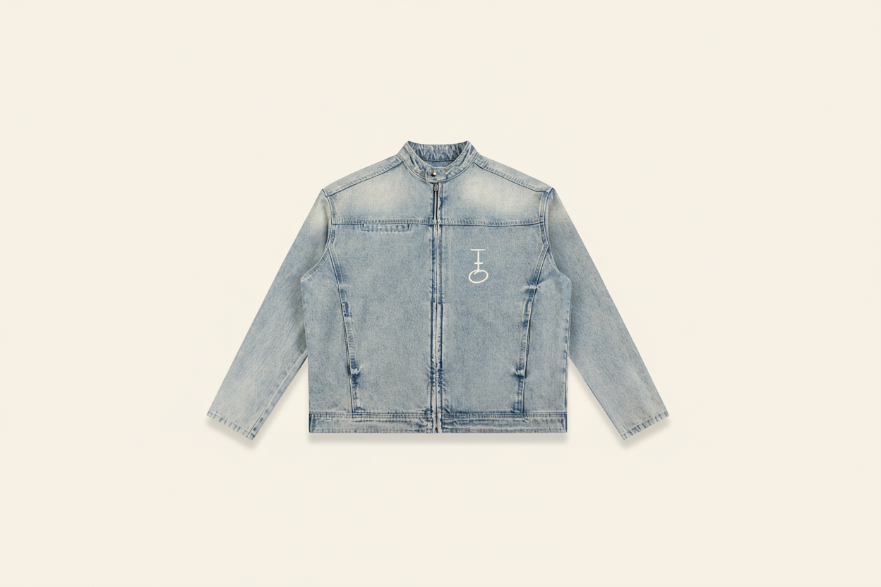 Be Still Vintage Wash Zip Denim Jacket (Oversized / Unisex)