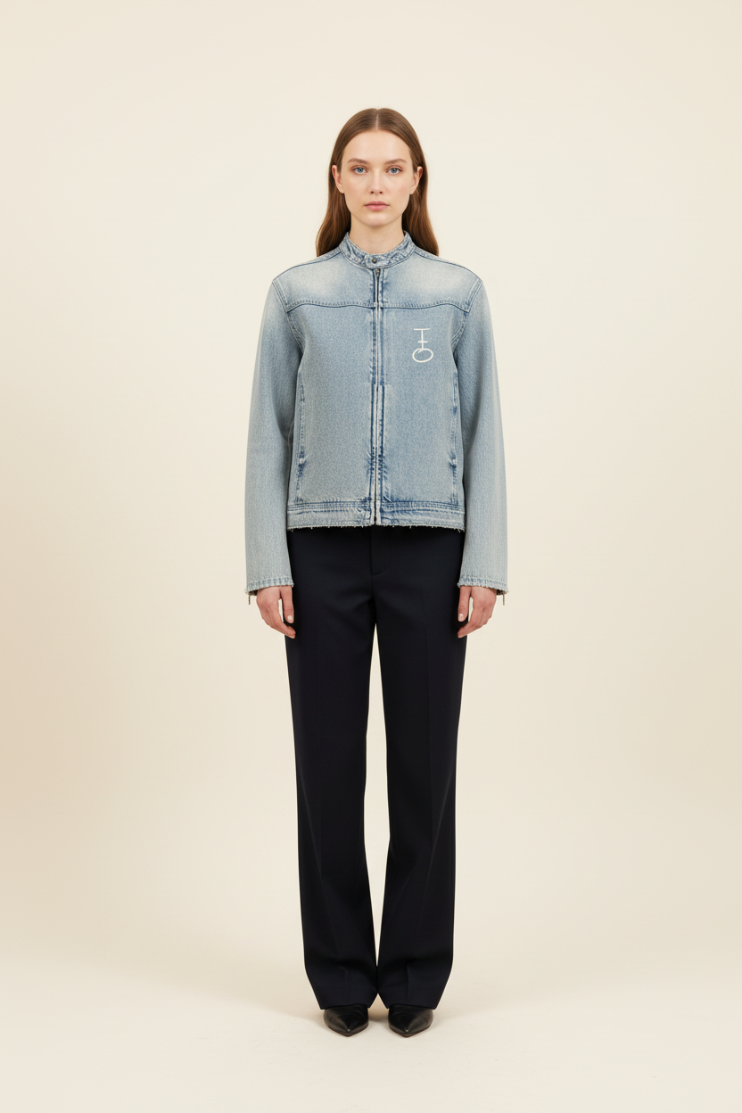 Be Still Vintage Wash Zip Denim Jacket (Oversized / Unisex)