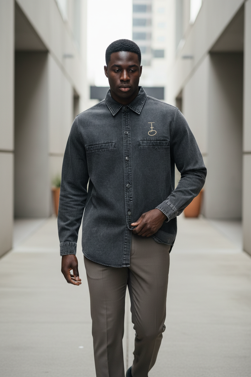 In His Hands Denim Shirt (Heavyweight / Unisex)