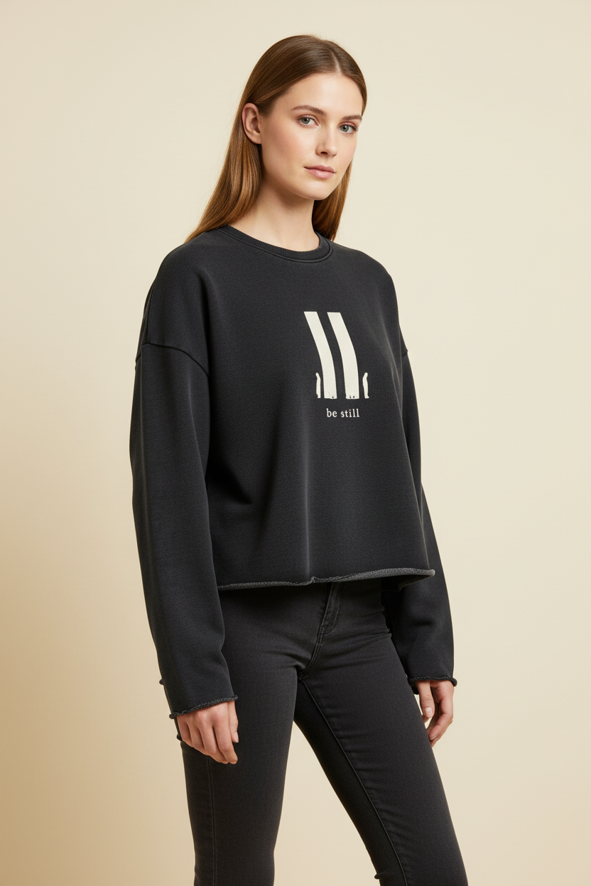 Be Still Cropped Priesthood Sweatshirt (Heavyweight / Unisex)
