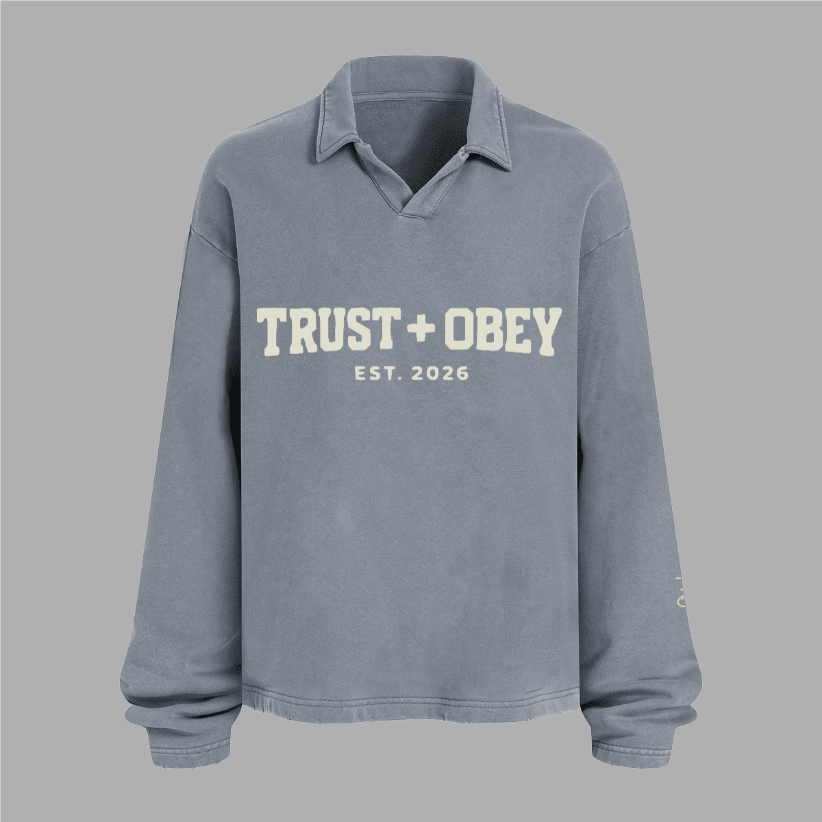 Varsity Distressed French Terry Collared Shirt (Oversized / Unisex)