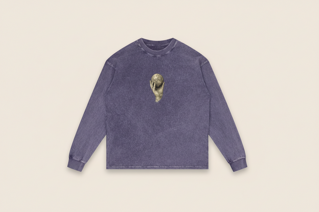 In His Hands Acid Wash Long Sleeve Tee (Oversized / Unisex)