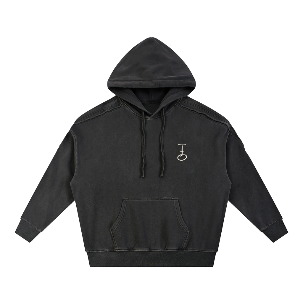 Be Still Snow Tape Raw Edge Hoodie (Oversized / Unisex)