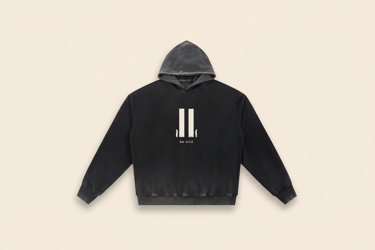 Be Still Vintage Gradient Fleece Hoodie (Oversized / Unisex)