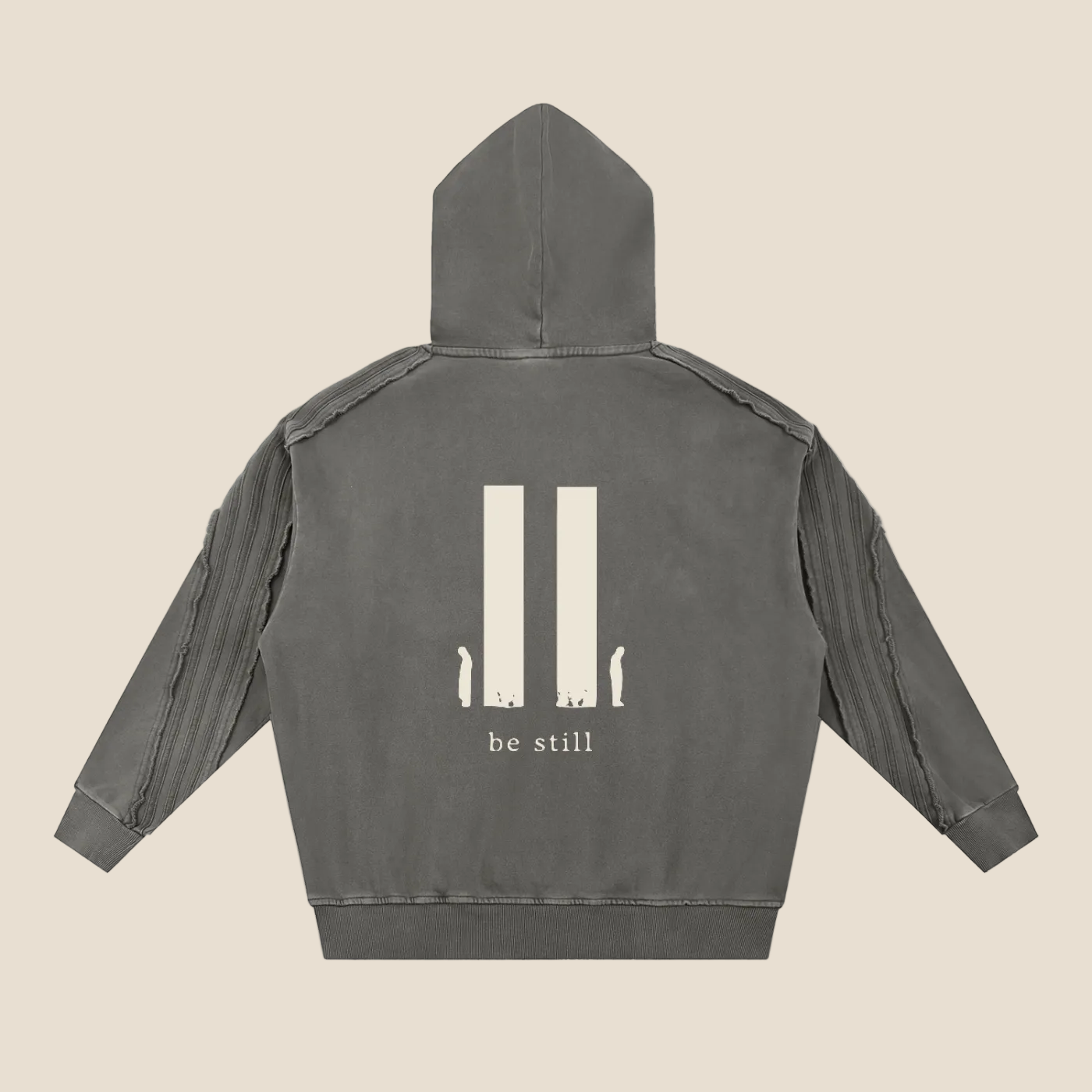 Be Still Snow Tape Raw Edge Hoodie (Oversized / Unisex)