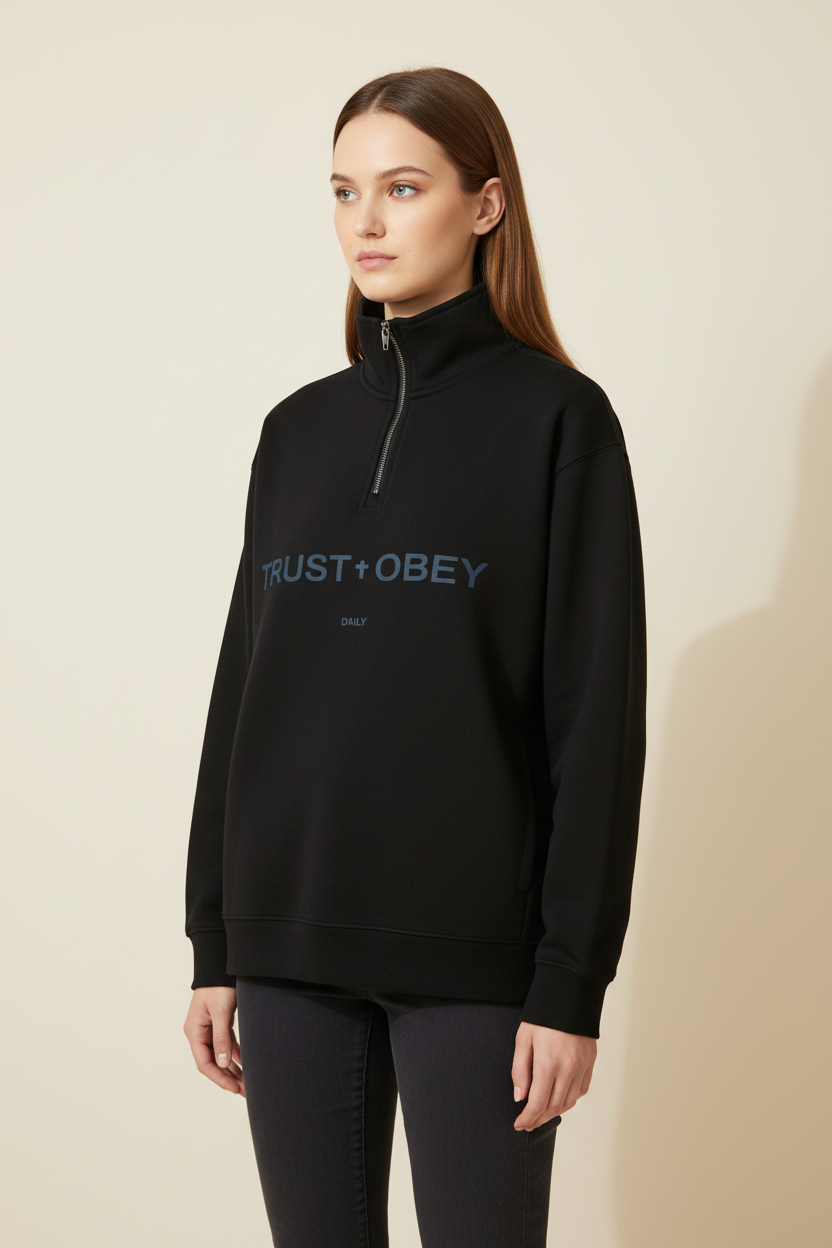 Daily Quarter Zip Drop Shoulder Sweatshirt (Unisex)