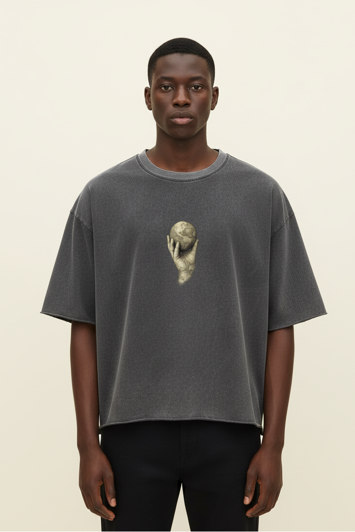 In His Hands Raw Edge Snow Tee (Boxy Fit / Unisex)