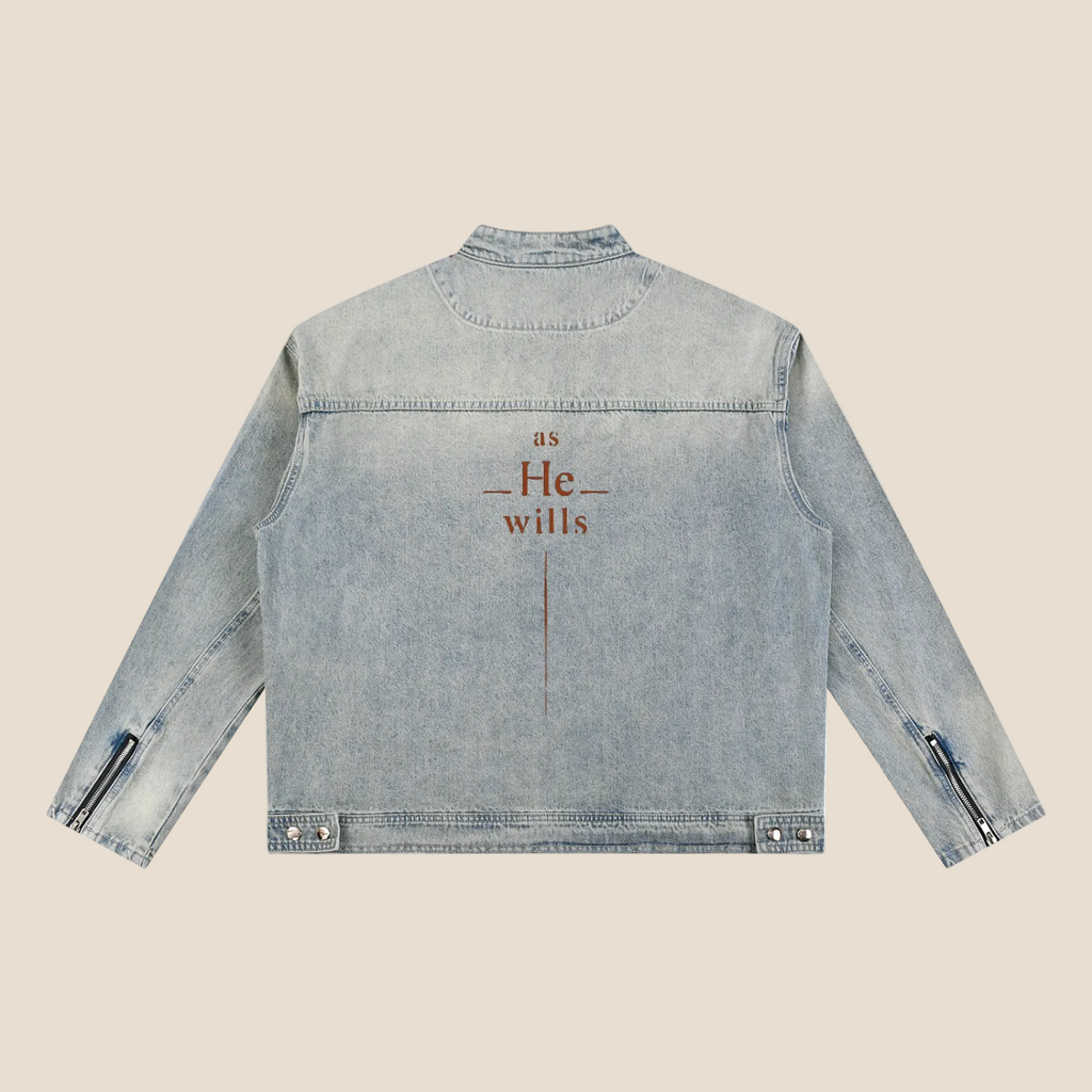 As He Wills Vintage Wash Zip Denim Jacket (Oversized / Unisex)