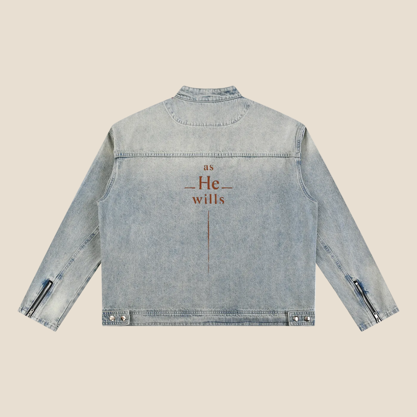 As He Wills Vintage Wash Zip Denim Jacket (Oversized / Unisex)