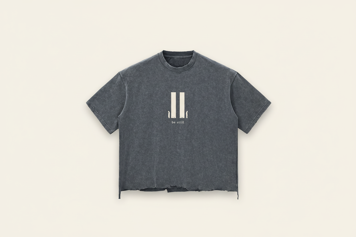 Be Still Snow Wash Raw Hem Tee (Boxy Fit / Unisex)