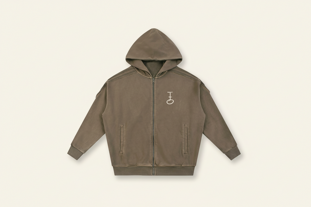 Fearfully+Wonderfully Made Snow Tape Raw Edge Zip Hoodie (Oversized / Unisex)