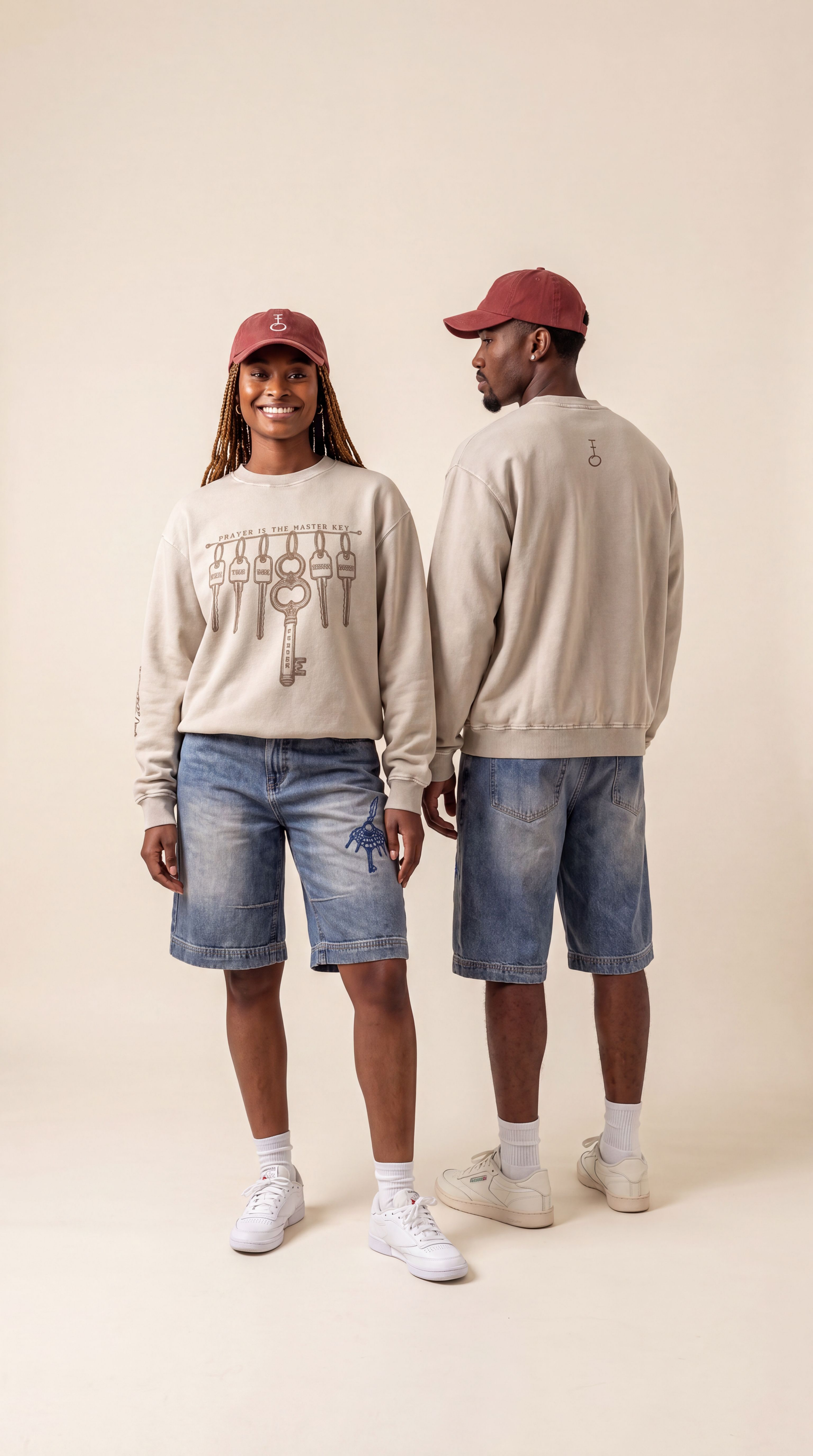 Master Key Vintage Wash Baggy Denim Shorts (Unisex)