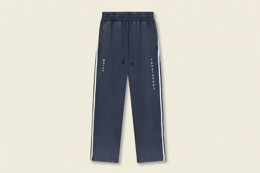 Daily Snow Contrast Tape Sweatpants (Oversized / Unisex)