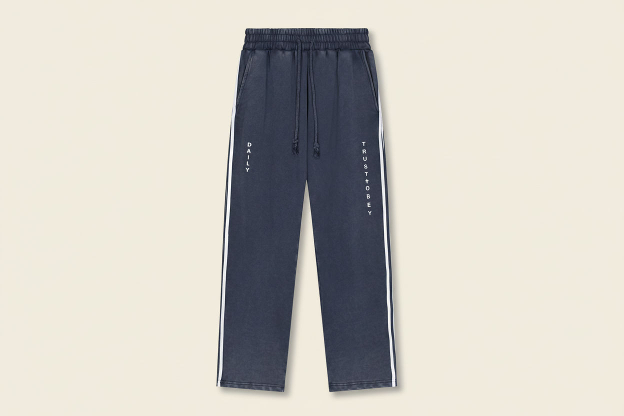 Daily Snow Contrast Tape Sweatpants (Oversized / Unisex)