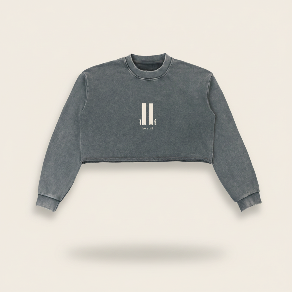 Be Still Snow Raw Edge Cropped Sweatshirt
