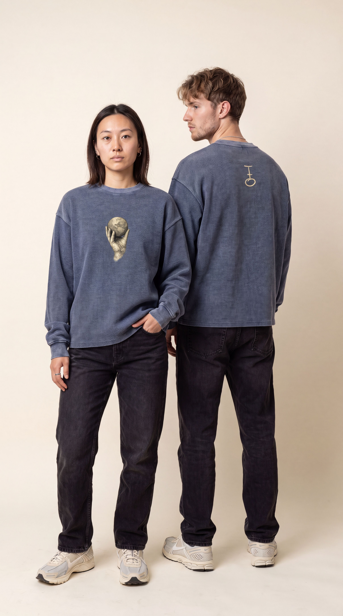In His Hands Mineral Wash Waffle Tee (Oversized / Unisex)