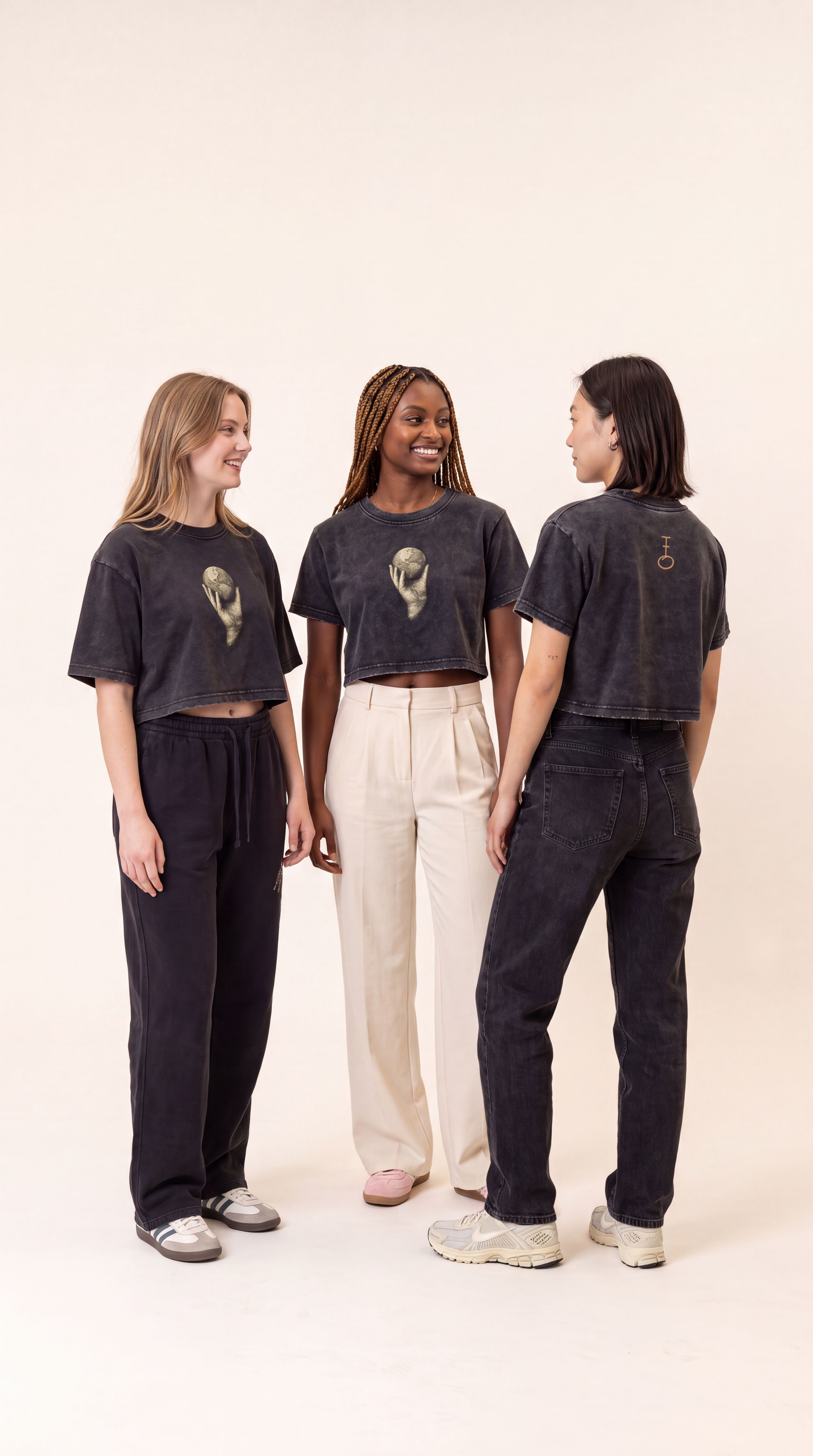In His Hands Snow Wash Cropped Tee (Women's)
