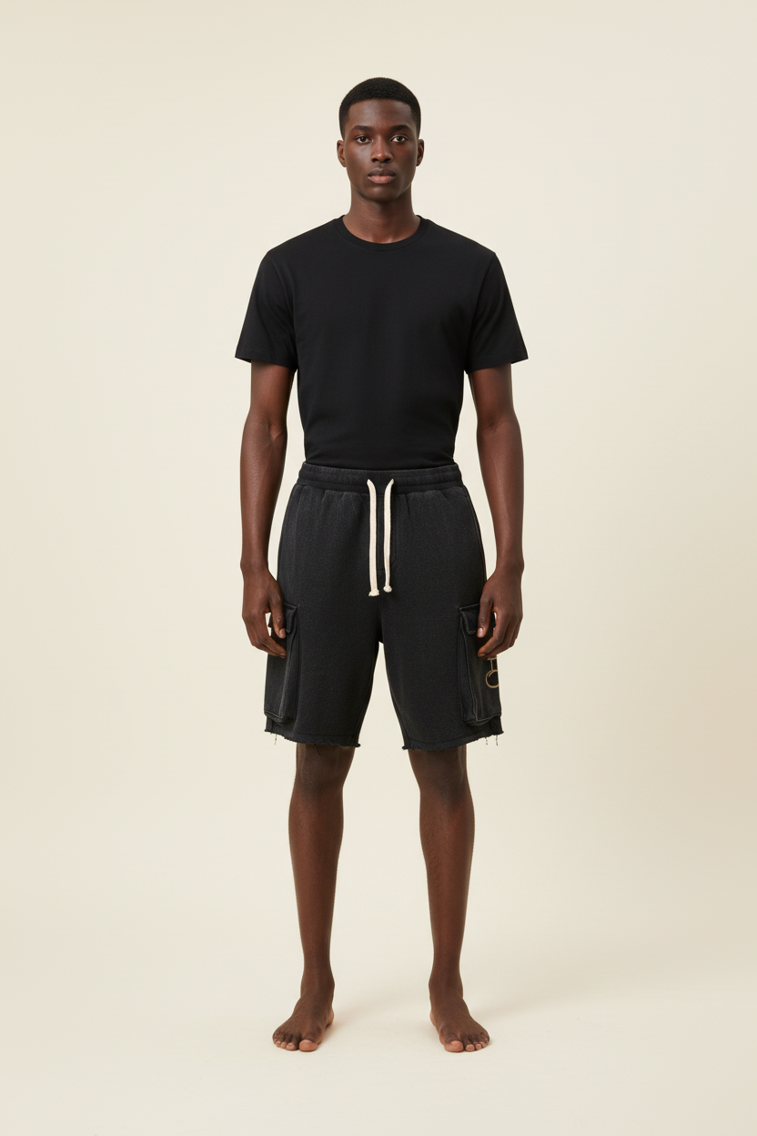 The Insignia Embroided Insignia Black Cargo Shorts