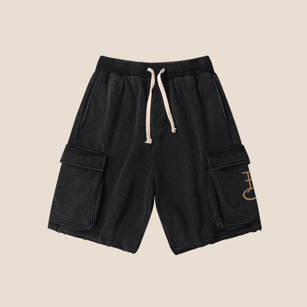 The Insignia Embroided Insignia Black Cargo Shorts