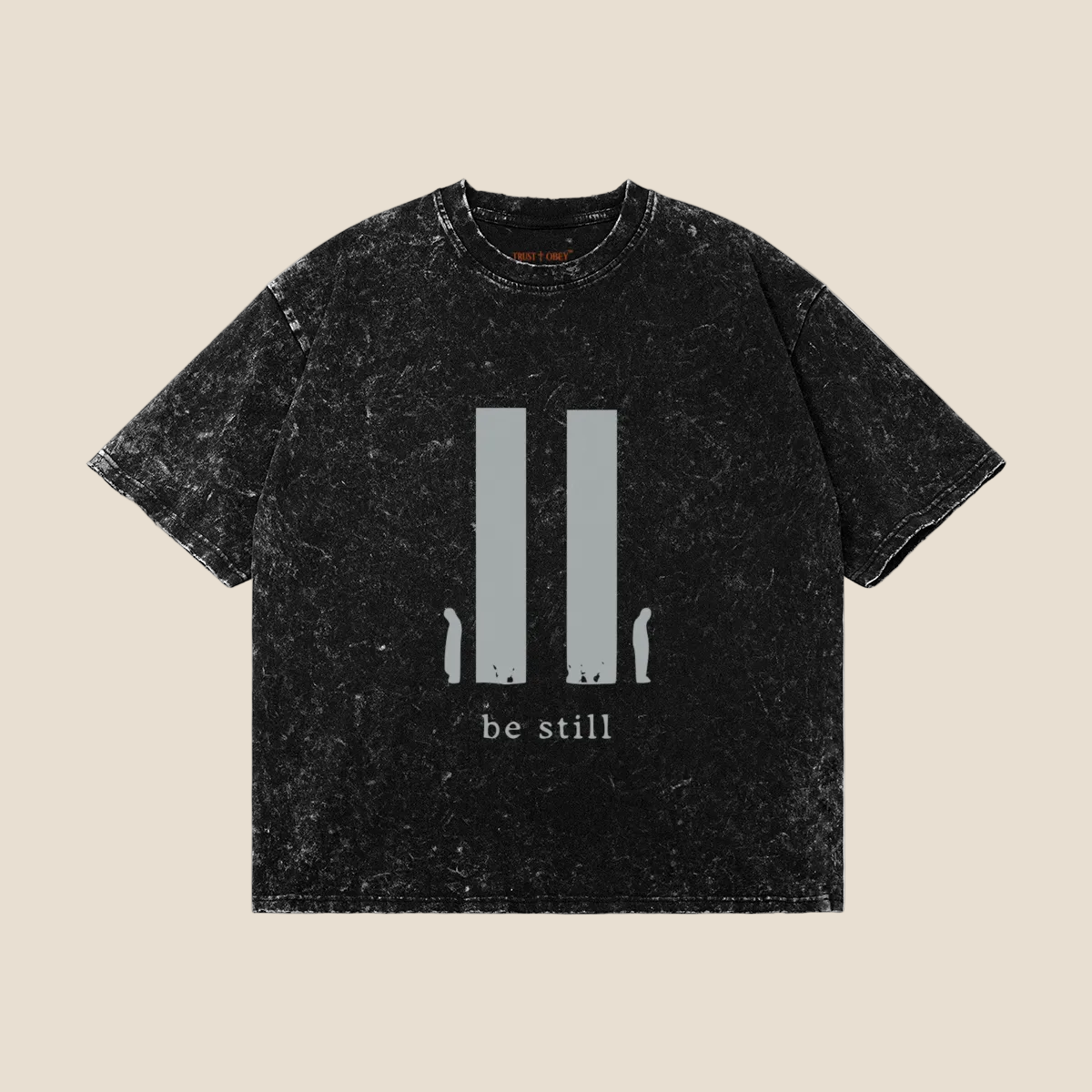 Be Still Embroidered Insignia Vintage Style Tee (Oversized / Unisex)