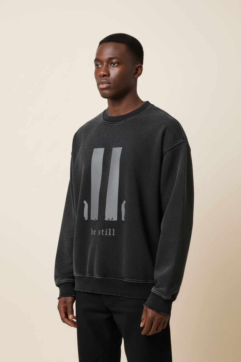 Be Still Embroidered Insignia Vintage Inspired Sweatshirt (Oversized / Unisex)