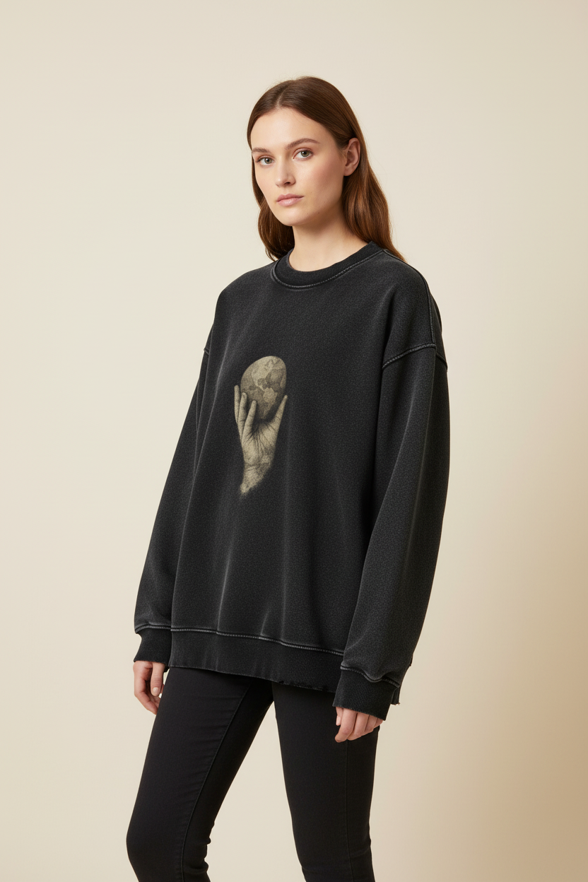 In His Hands Embroided Insignia Vintage Inspired Sweatshirt (Oversized / Unisex)