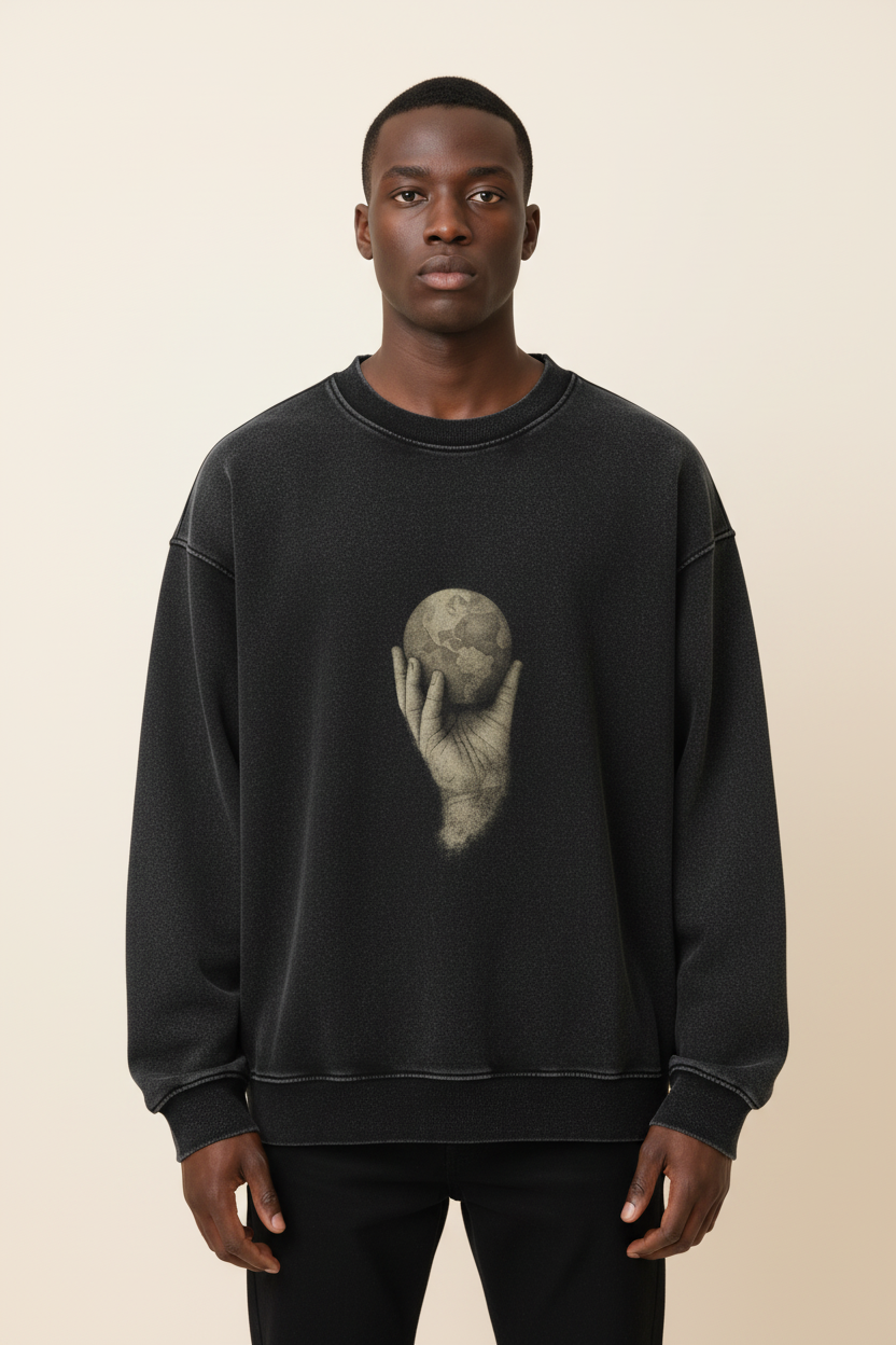 In His Hands Embroided Insignia Vintage Inspired Sweatshirt (Oversized / Unisex)