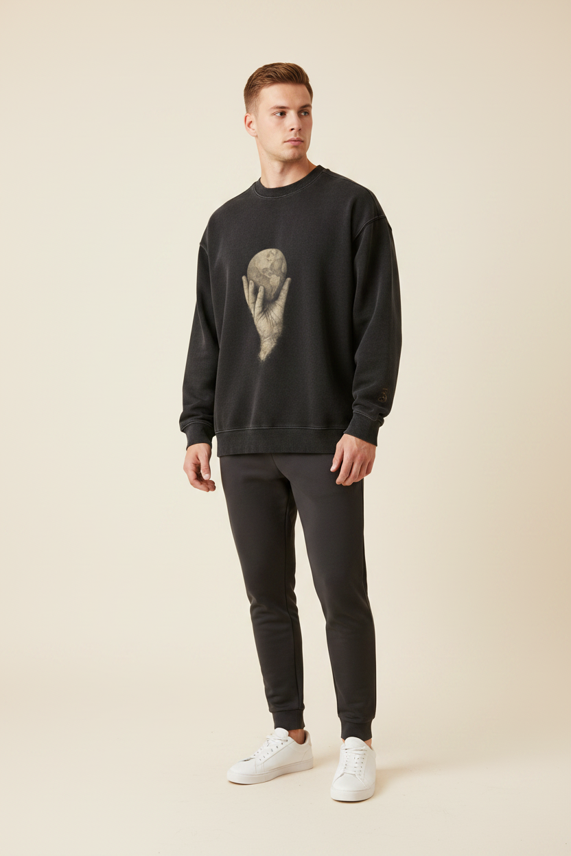 In His Hands Side Slit Faded Sweatshirt (Oversized / Unisex)